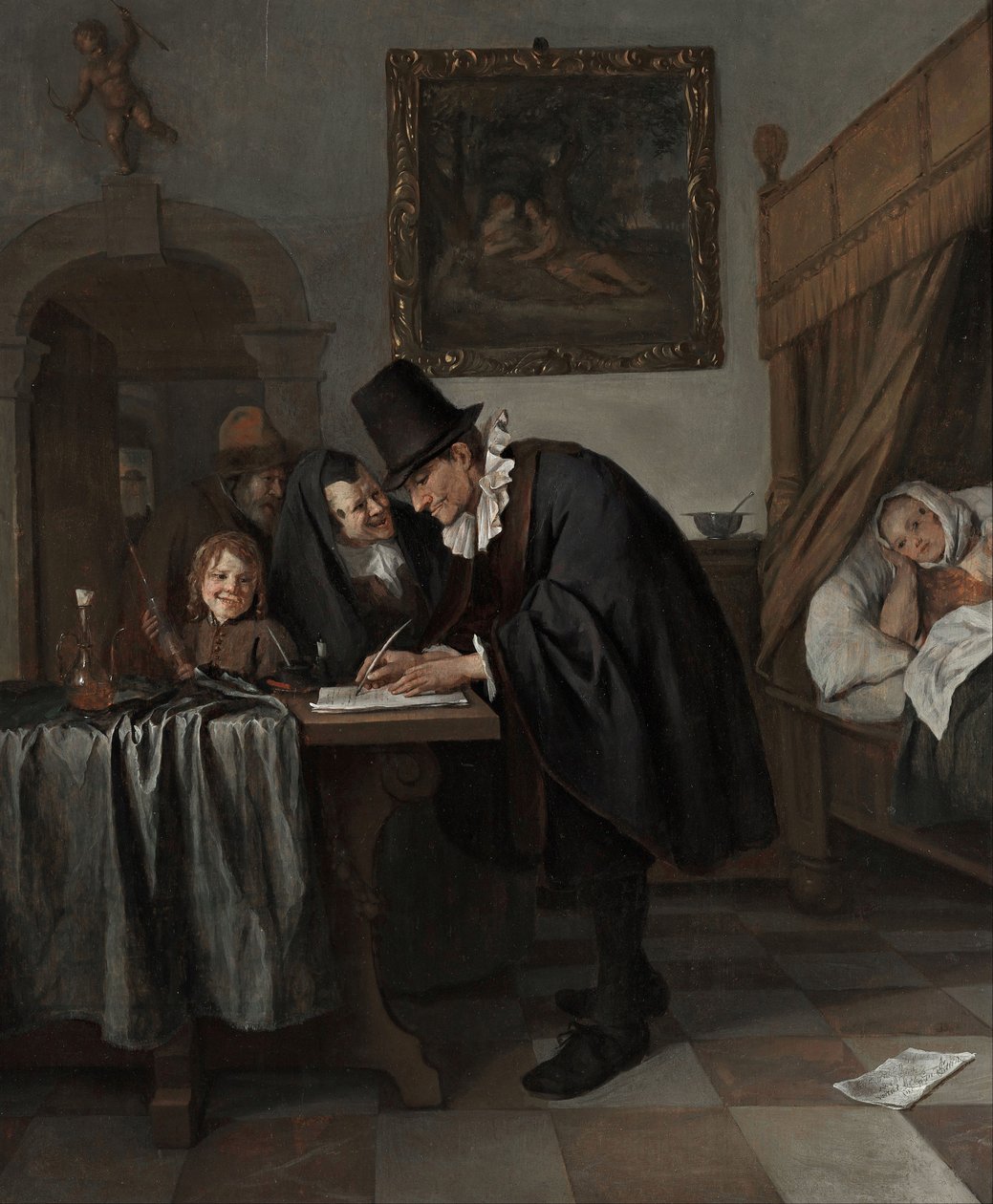 A visita do médico, c.1665 (óleo sobre madeira) de Jan Havicksz. Steen