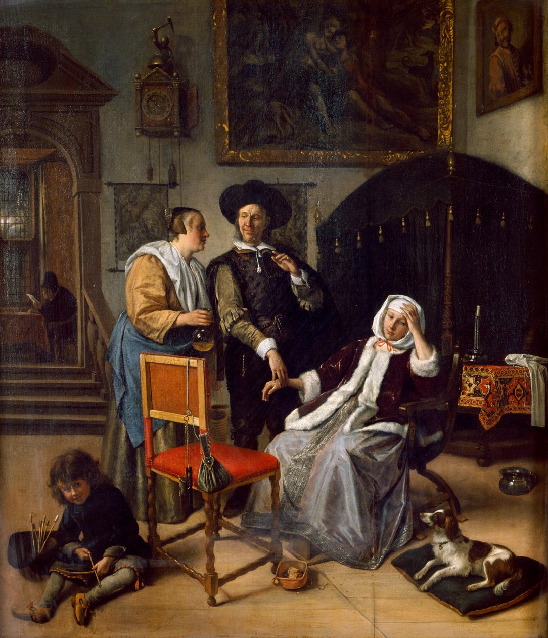 A visita do médico (óleo sobre painel de carvalho) de Jan Havicksz. Steen