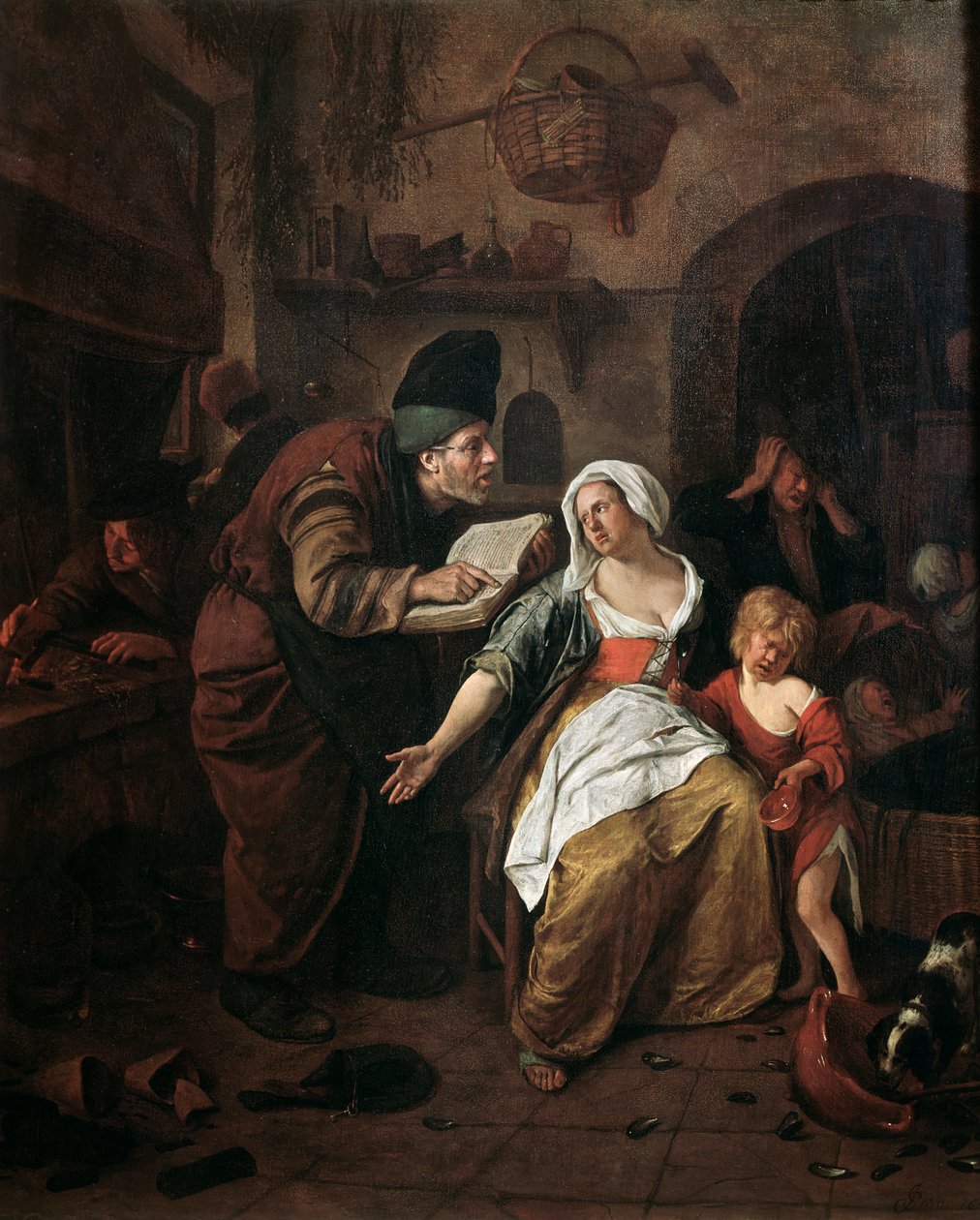 O alquimista, detalhe (óleo sobre tela de Jan Havicksz. Steen