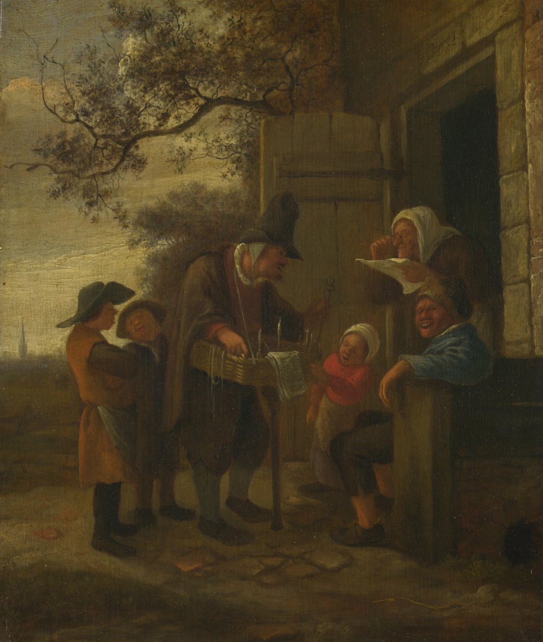 Pedlar que vende óculos fora de uma casa de campo, c. 1653 de Jan Havickszoon Steen