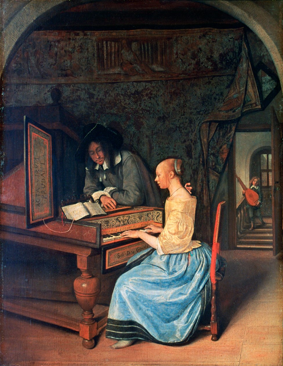 Jovem, tocando, cravo, c1659 de Jan Havickszoon Steen
