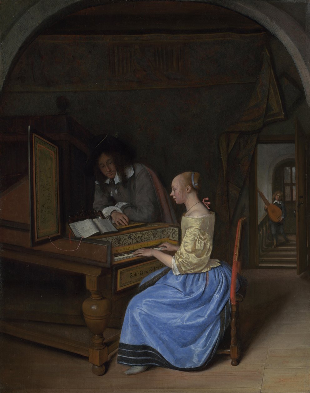 Uma jovem tocando um cravo, c. 1660 de Jan Havickszoon Steen