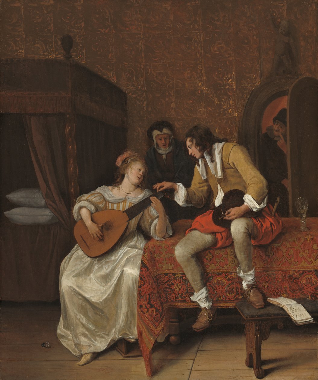 Ascagnes e Lucelle, a lição de música, 1667 de Jan Havickszoon Steen