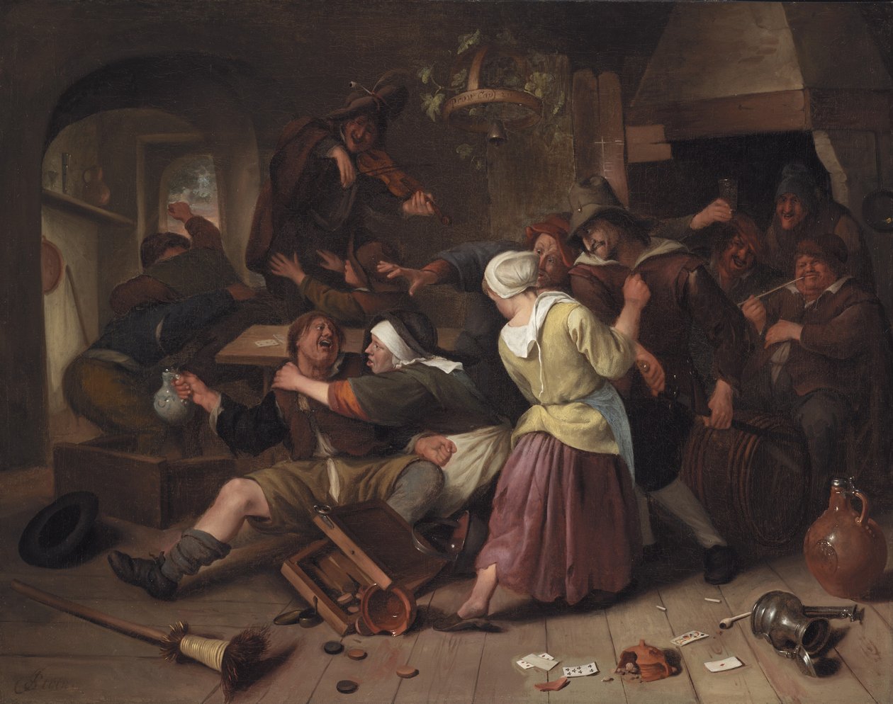 Jogadores discutindo, c.1665 de Jan Havickszoon Steen