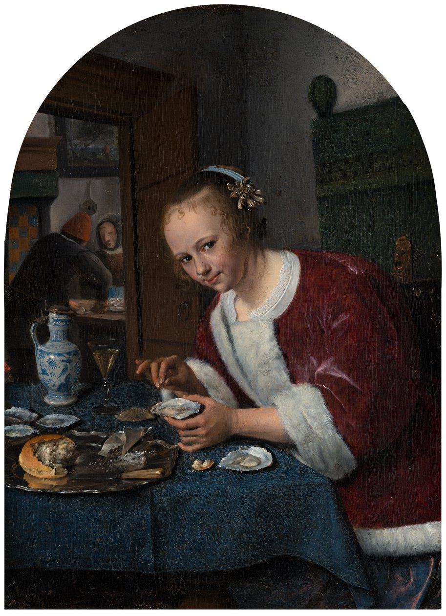 Menina, comer, ostras, c.1658-1660 de Jan Havickszoon Steen