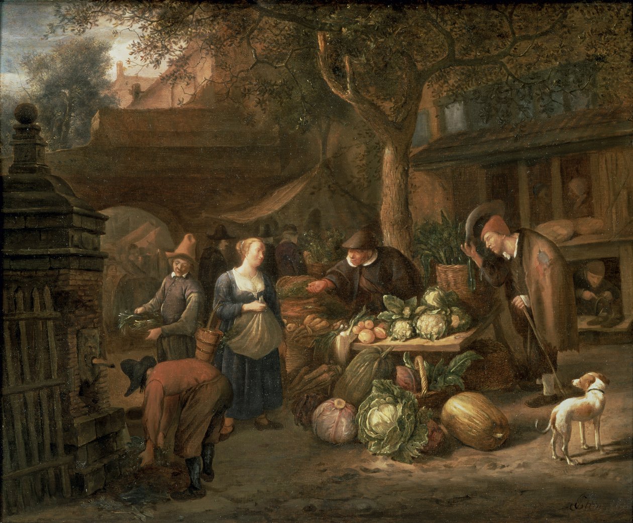 Cena do mercado (painel) de Jan Havickszoon Steen