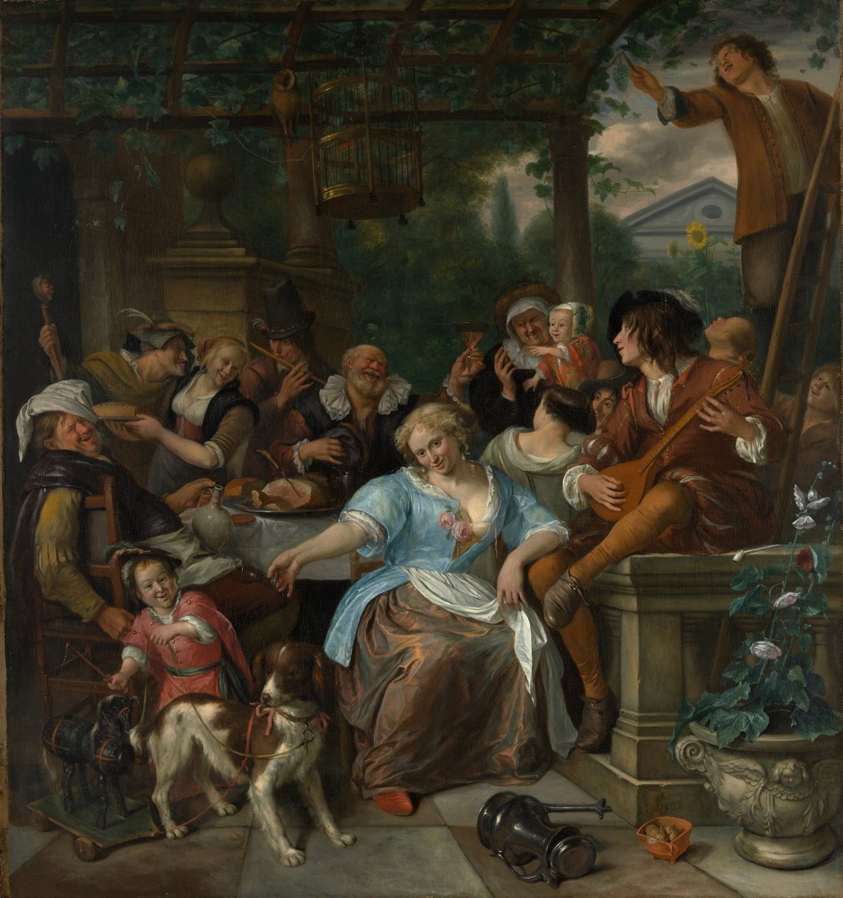 Merry Company em um terraço, c.1673-5 de Jan Havickszoon Steen