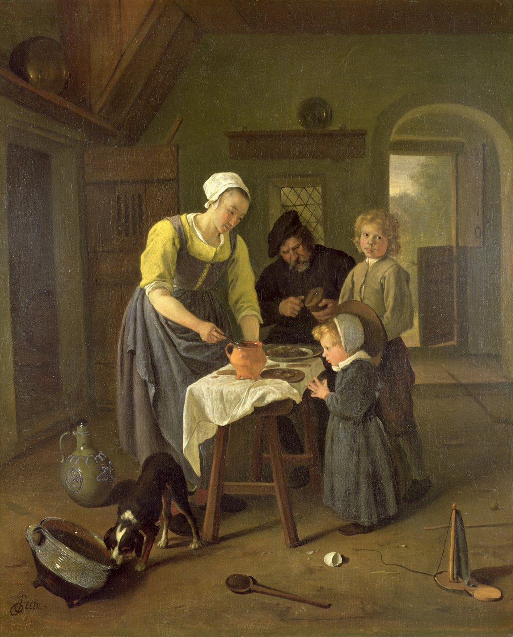 Família camponesa na hora da refeição, c.1665 de Jan Havickszoon Steen