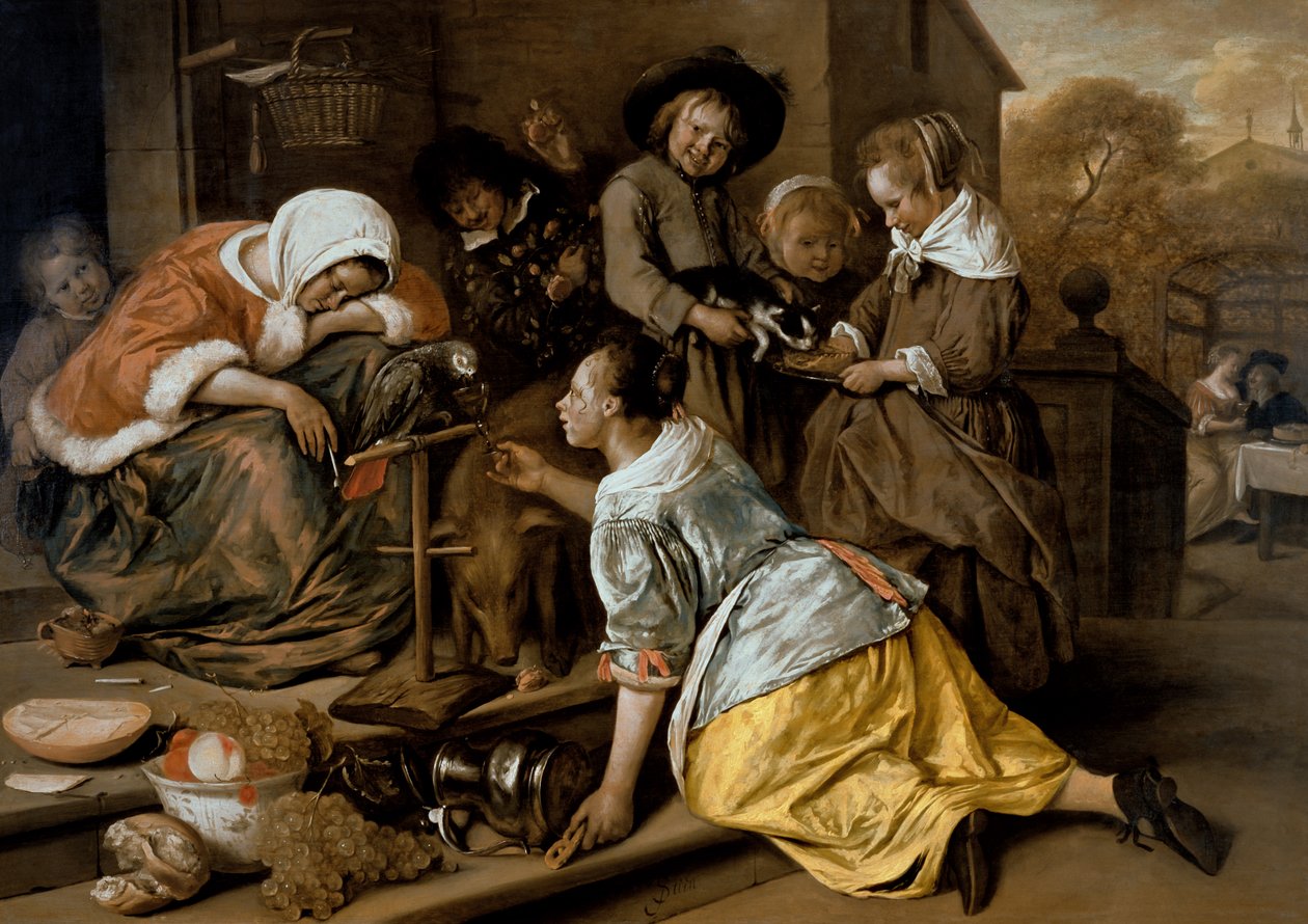 Os efeitos da intemperança, c.1663-65 de Jan Havickszoon Steen
