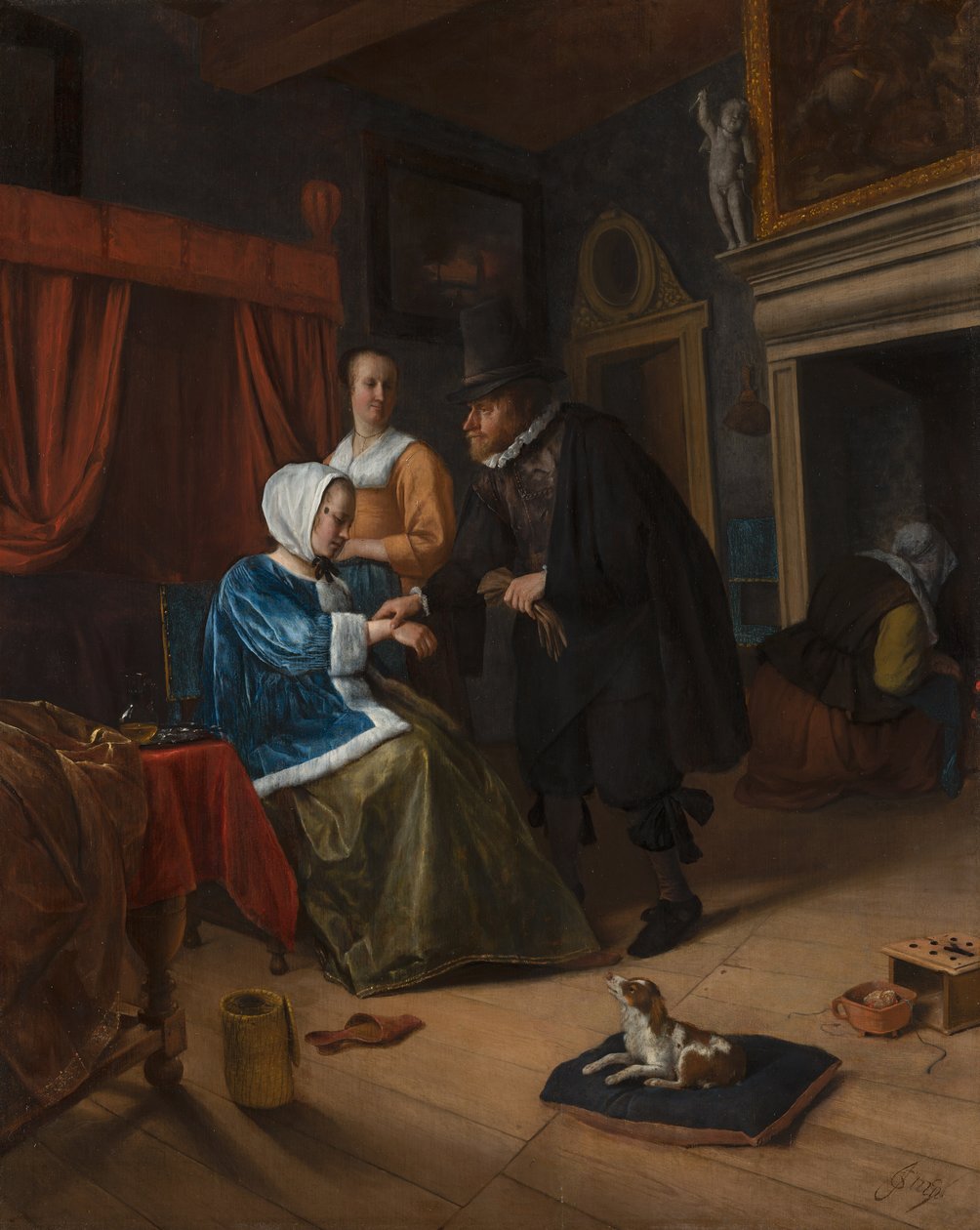 A menina doente, c.1660 de Jan Havickszoon Steen
