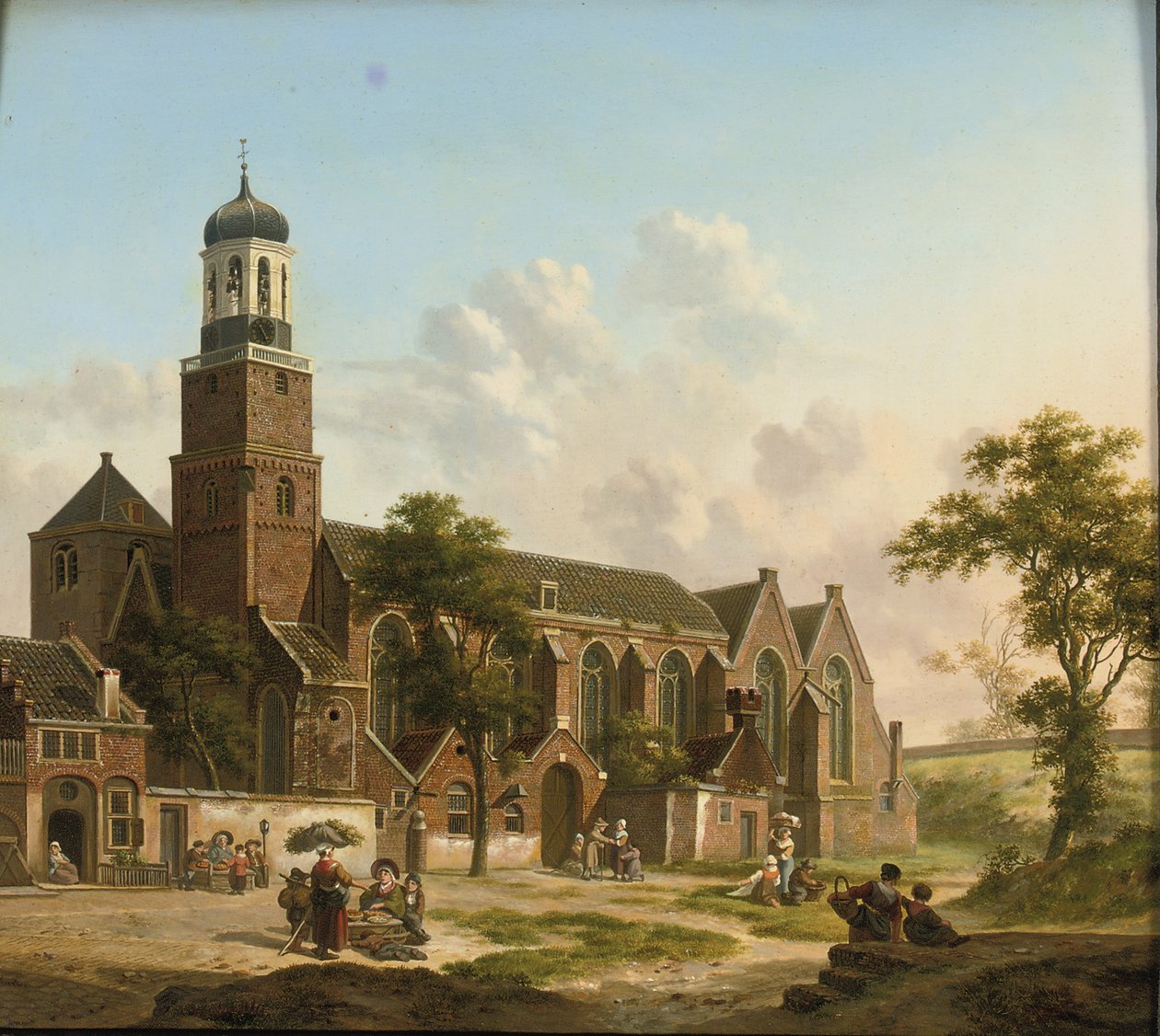Pessoas da cidade perto do Nicolaikerk, Utrecht de Jan Hendrik Verheyen