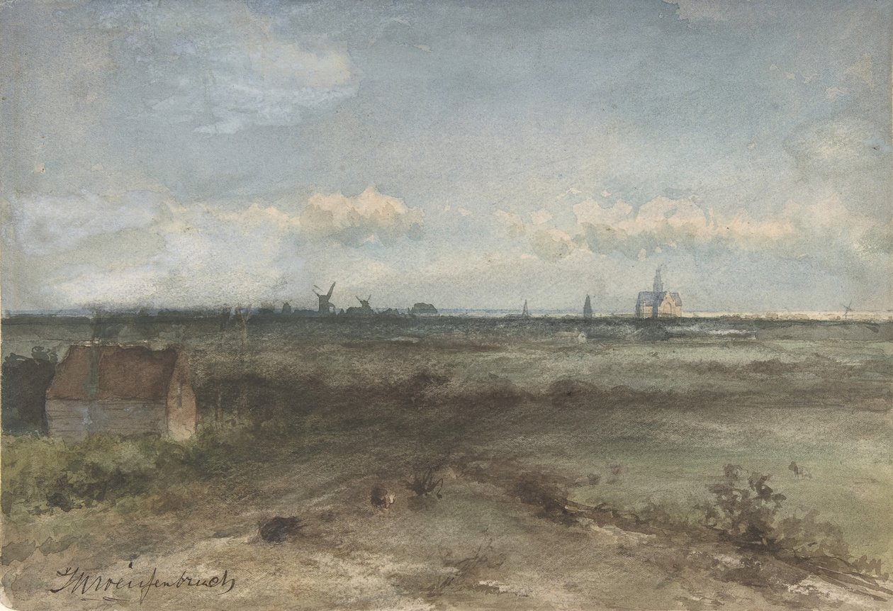 Vista de Haarlem das Dunas, meados do século XIX e início do século XX. de Jan Hendrik Weissenbruch