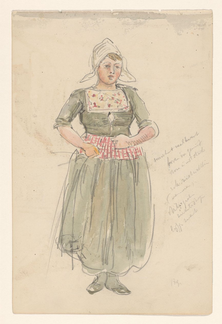 Rapariga em pé em traje de Jan Hoynck van Papendrecht