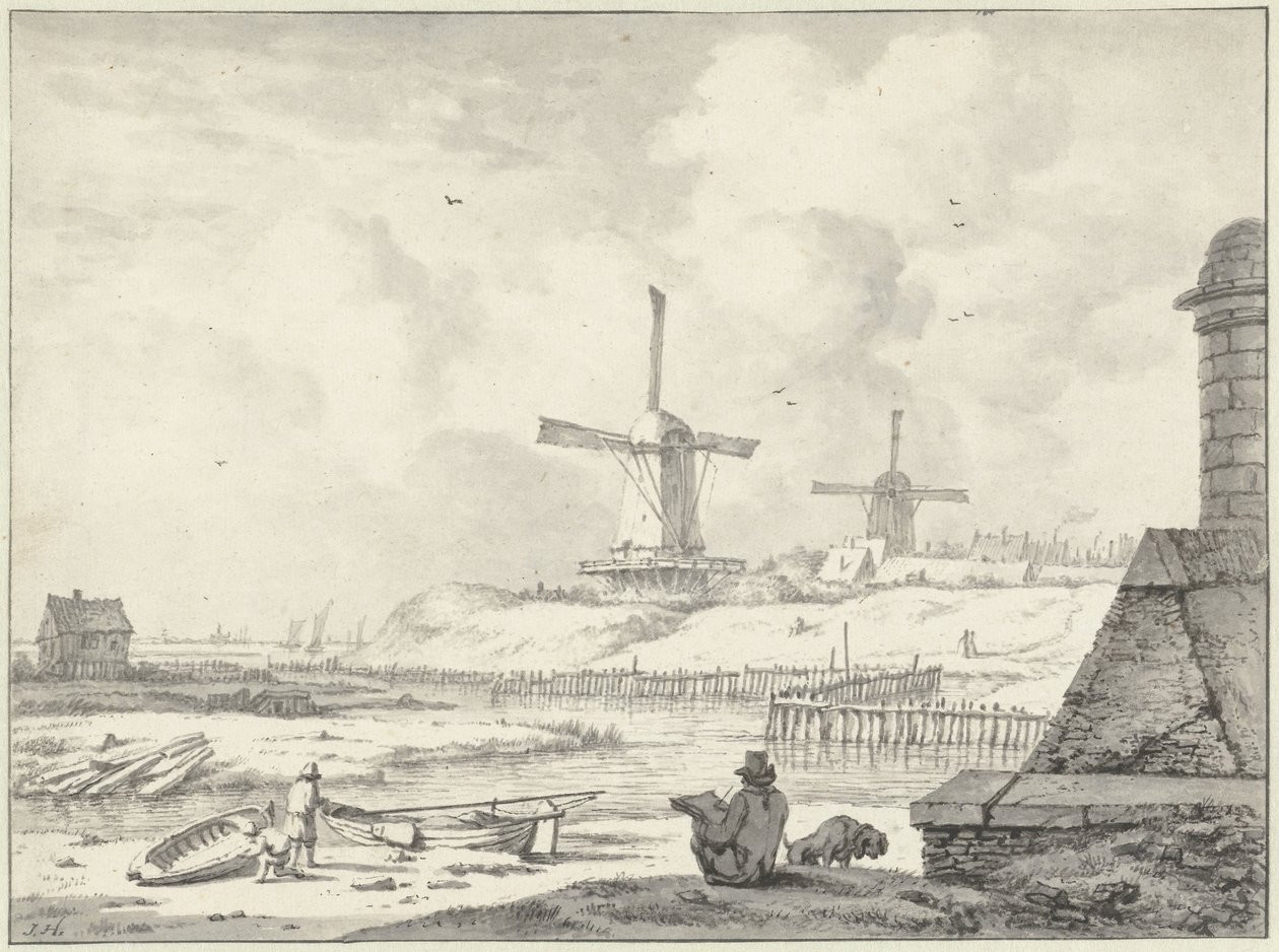 Artista de desenho no Hogendijk, fora do Haarlemmerpoort de Jan Hulswit