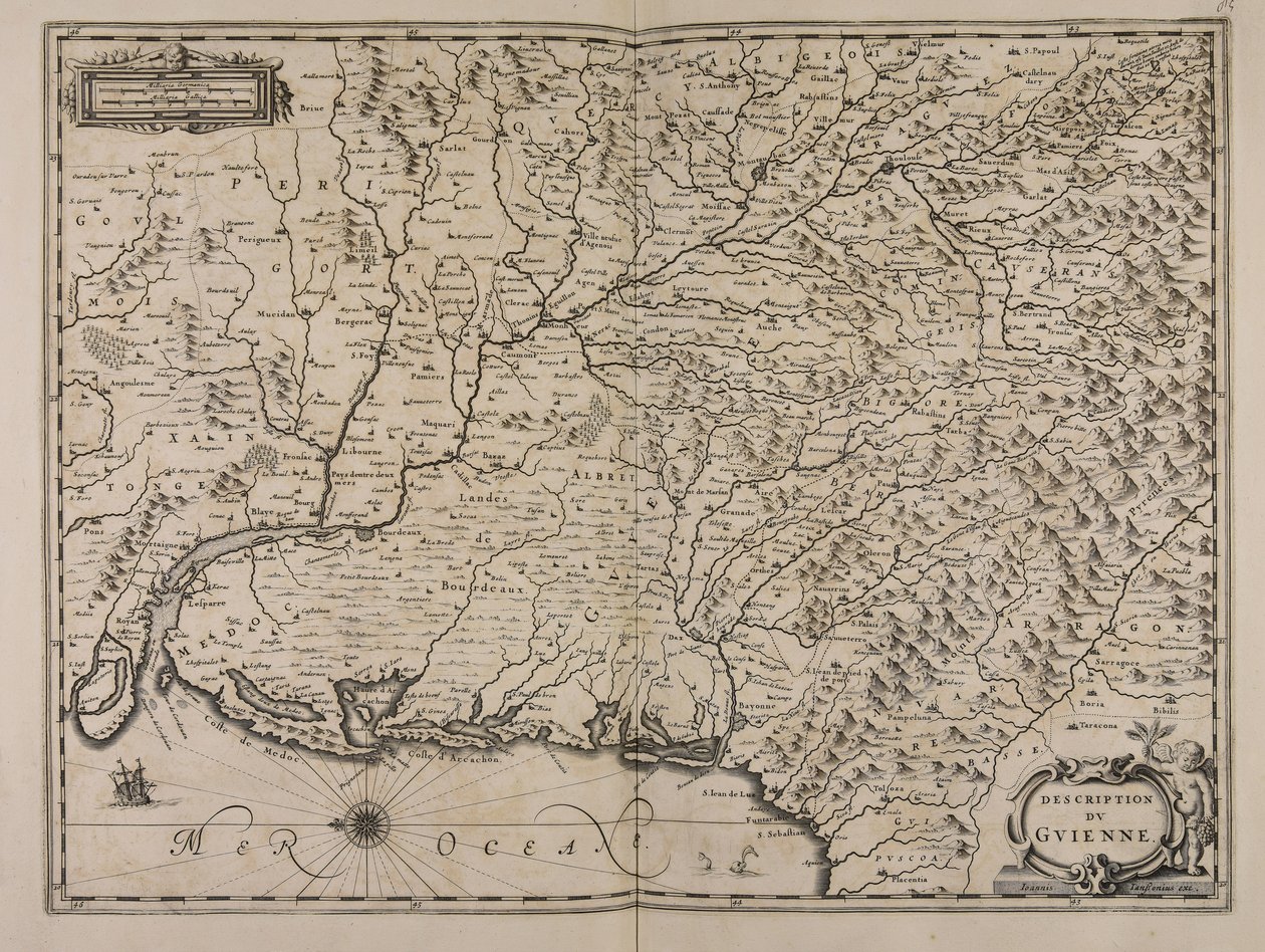 Descrição de Guienne de Jan Janssonius