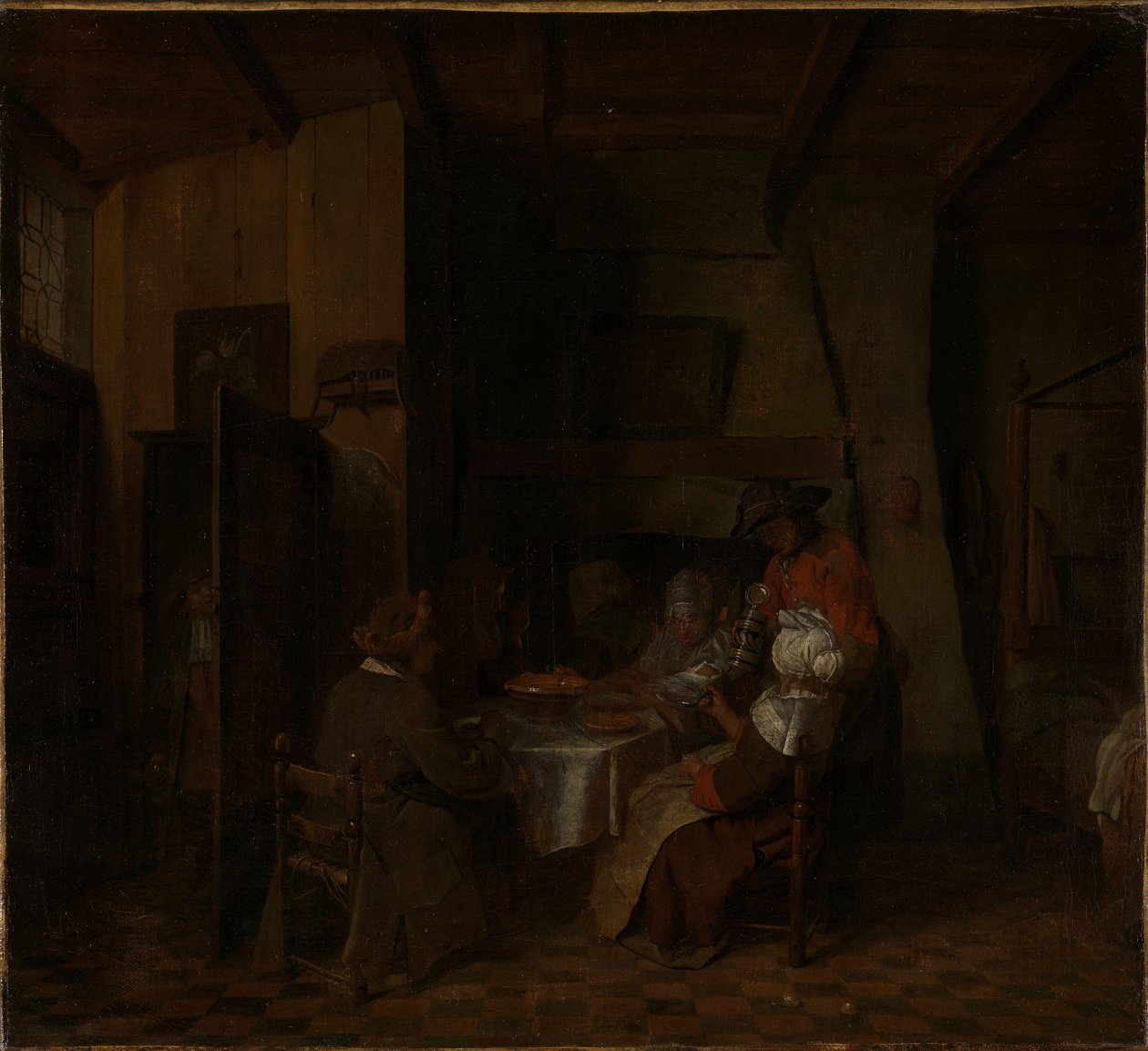 Uma refeição em família numa casa de campo de Jan Josef Horemans the elder