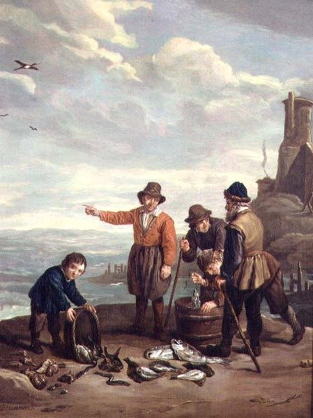 Pescadores em uma praia de Jan Josef the Elder Horemans