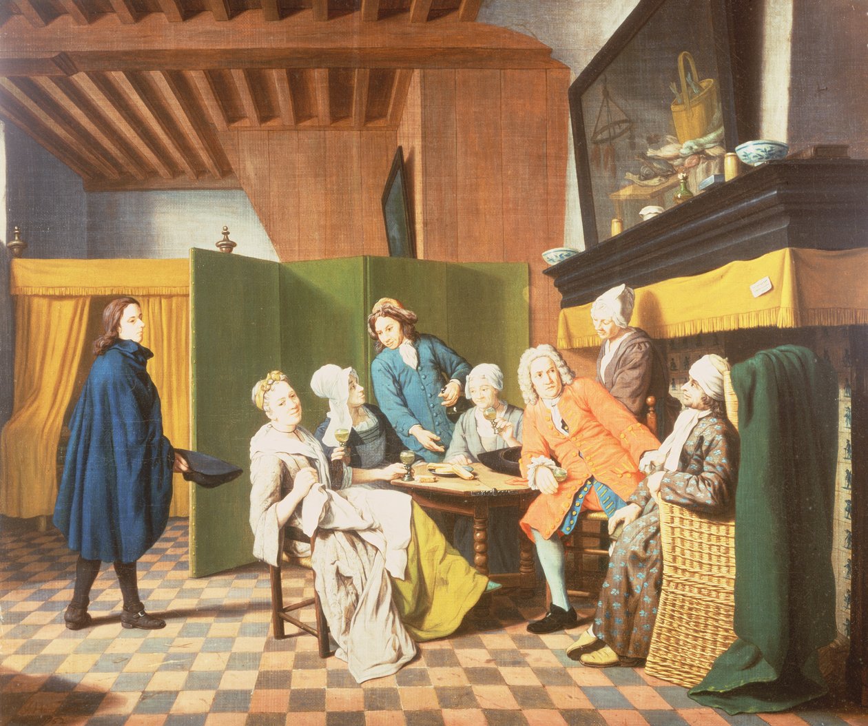 As visitas do médico - um provérbio holandês: o médico inspeciona a saúde geral de seu paciente (um de um conjunto de quatro) de Jan Josef the Elder Horemans