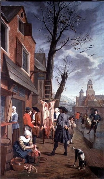 Fora do açougueiro (um de uma série de quatro) de Jan Josef the Younger Horemans