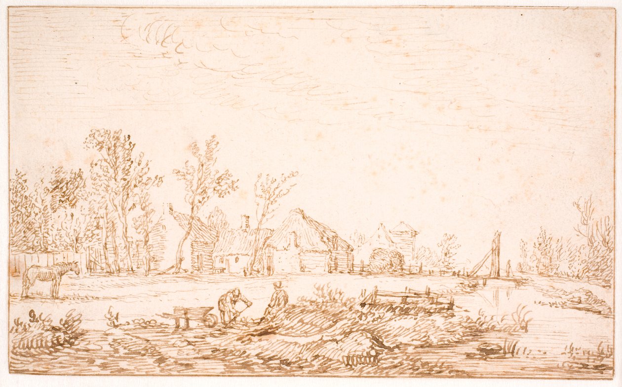 Um canal perto de uma aldeia de Jan Josefsz van Goyen