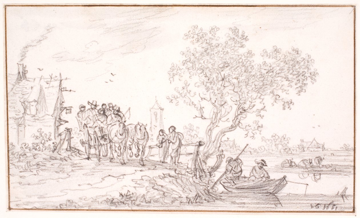 Um vagão com viajantes em uma pousada de Jan Josefsz van Goyen