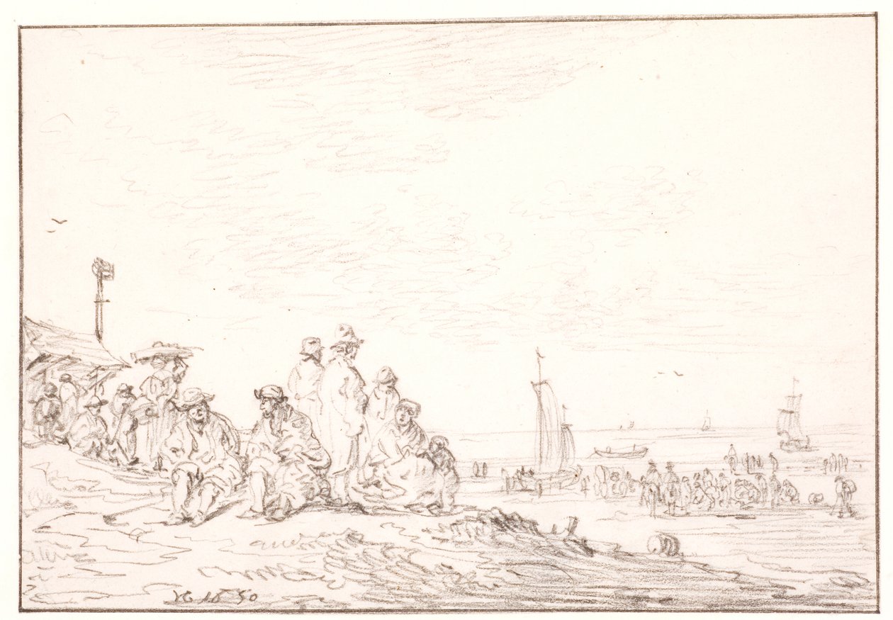 Praia com muitas pessoas de Jan Josefsz van Goyen