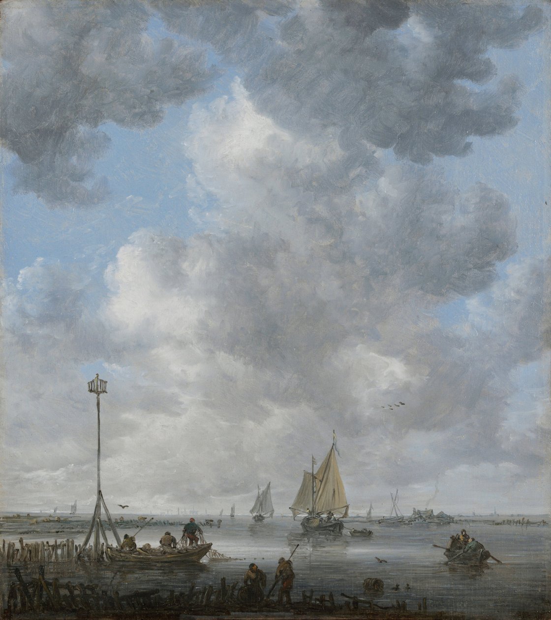 A Calm - Goyen, Jan Josefsz, van (1596-1656) - Entre 1645 e 1649 - Óleo sobre madeira - 36,1x32,1 - Szepmuveszeti Muzeum, Budapeste de Jan Josephsz van Goyen