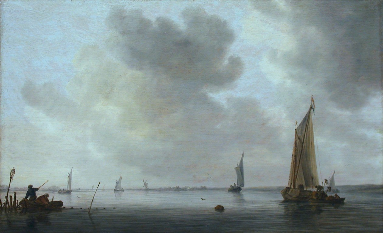 Barcos de pesca ao largo de um estuário de Jan Josephsz van Goyen