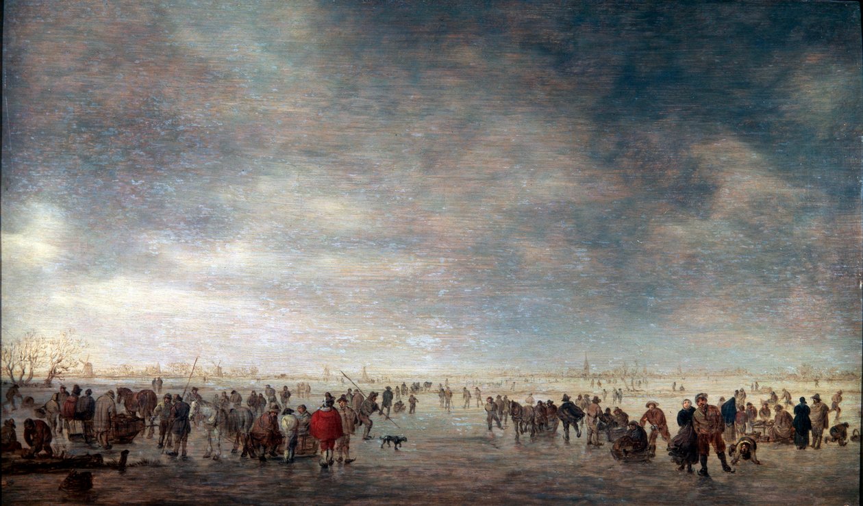 Patinadores no gelo, 1641. de Jan Josephsz van Goyen