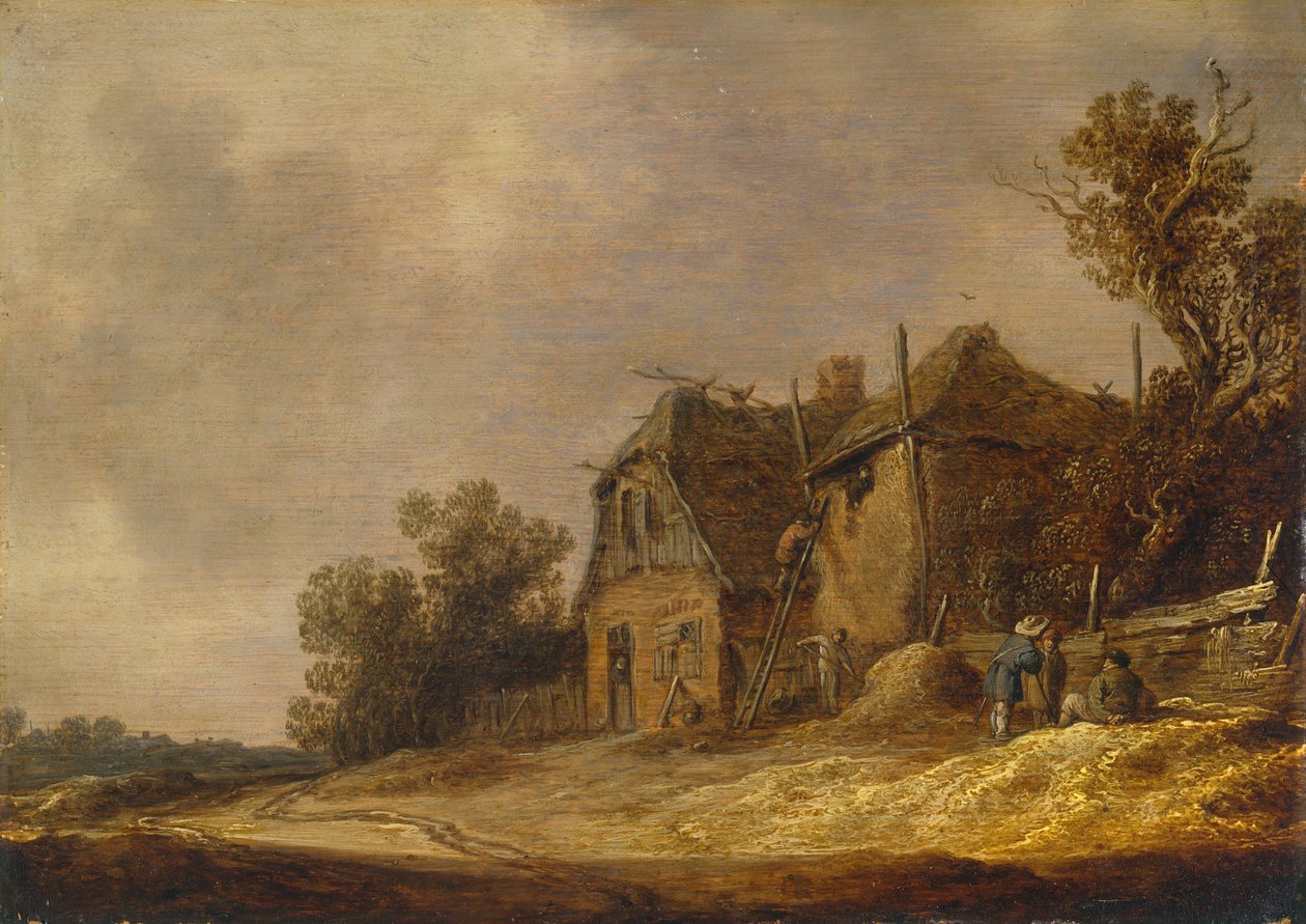 Paisagem com uma casa de campo e um celeiro de Jan Josephsz van Goyen