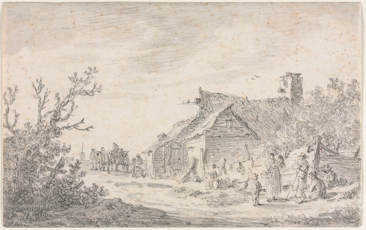 Paisagem com uma casa de campo e figuras, 1653. de Jan Josephsz van Goyen