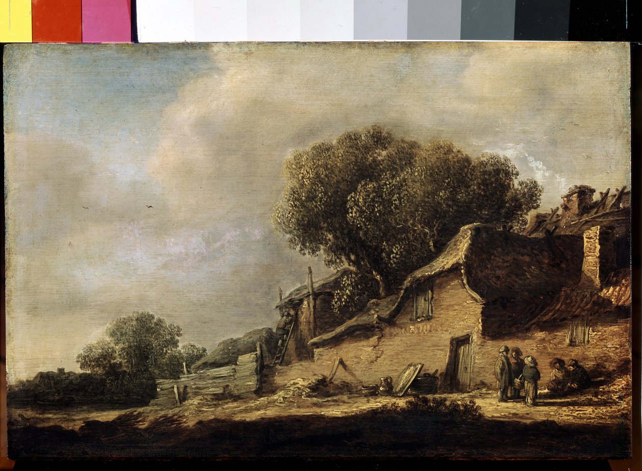 ""Paysage a la chaumiere et au chene"" (Paisagem com casa de campo camponesa e carvalho) Pintura de Jan Jozefsz van Goyen (1596-1656) 1634 Dim. 87x105 cm Museu Hermitage, São Petersburgo de Jan Josephsz van Goyen