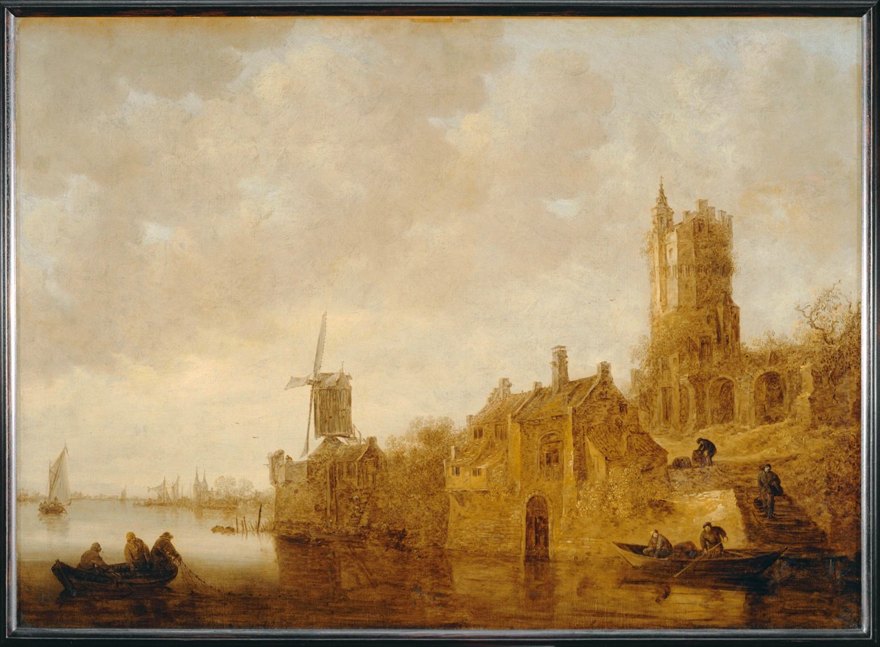 Paisagem fluvial com moinho em ruínas e chi¢teau ... de Jan Josephsz van Goyen