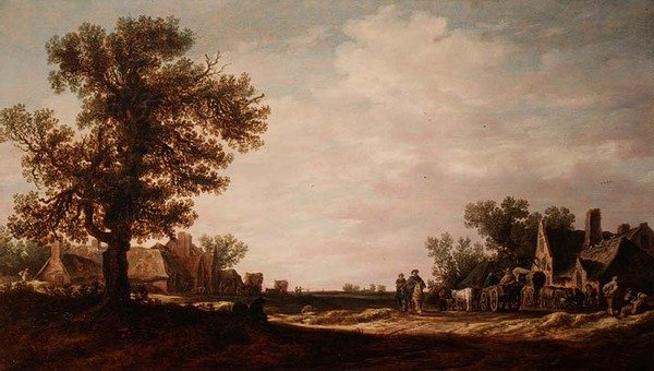 Cena da aldeia com Cavalos e Carrinhos de Jan Josephsz van Goyen