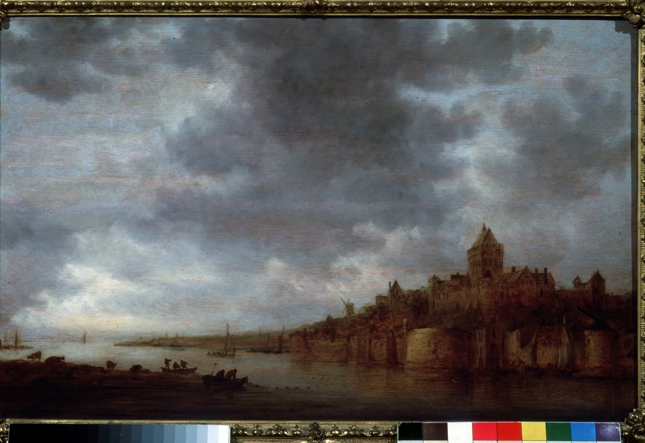 ""Vista do Rio Waal em Nijmegen na Holanda"" (O Valkhof em Nijmegen) Pintura de Jan Josephsz van Goyen (1596-1656) 1649 Museu Pushkin Moscou de Jan Josephsz van Goyen