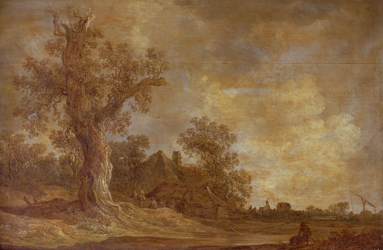 Paisagem arborizada com figuras e carvalhos de Jan Josephsz van Goyen