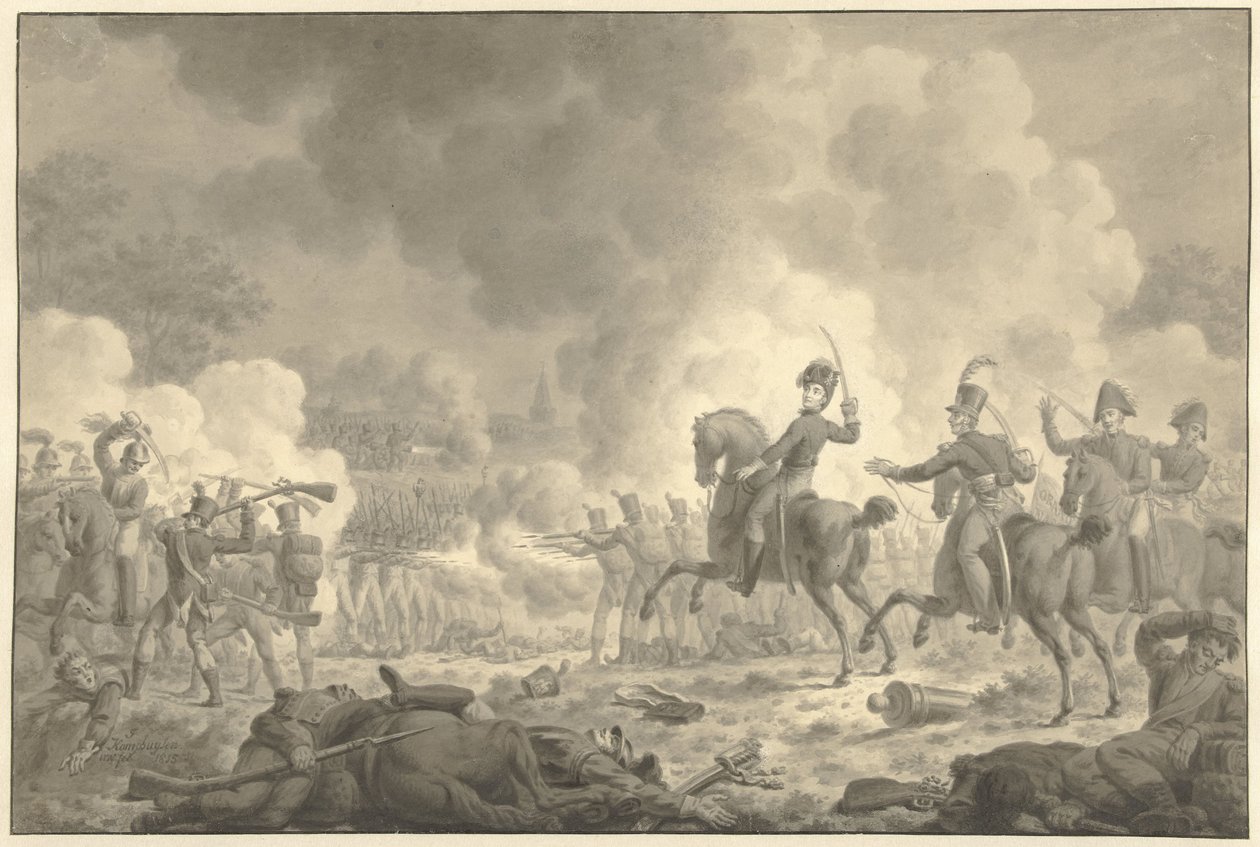 O Príncipe herdeiro William Frederick George Louis na Batalha de Waterloo e Fleurus de Jan Kamphuijsen (signed by artist)