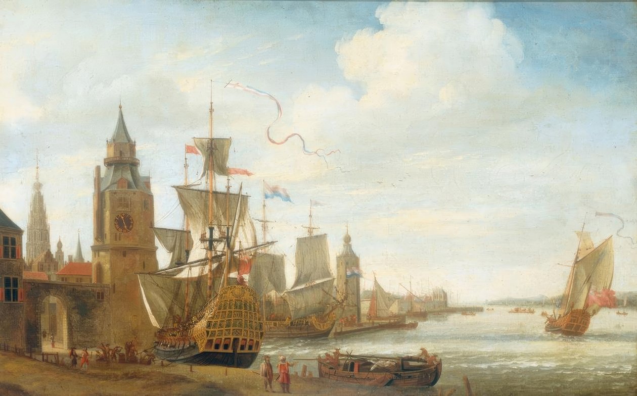Capriccio com motivos do porto de Antuérpia de Jan Karel Donatus van Beecq