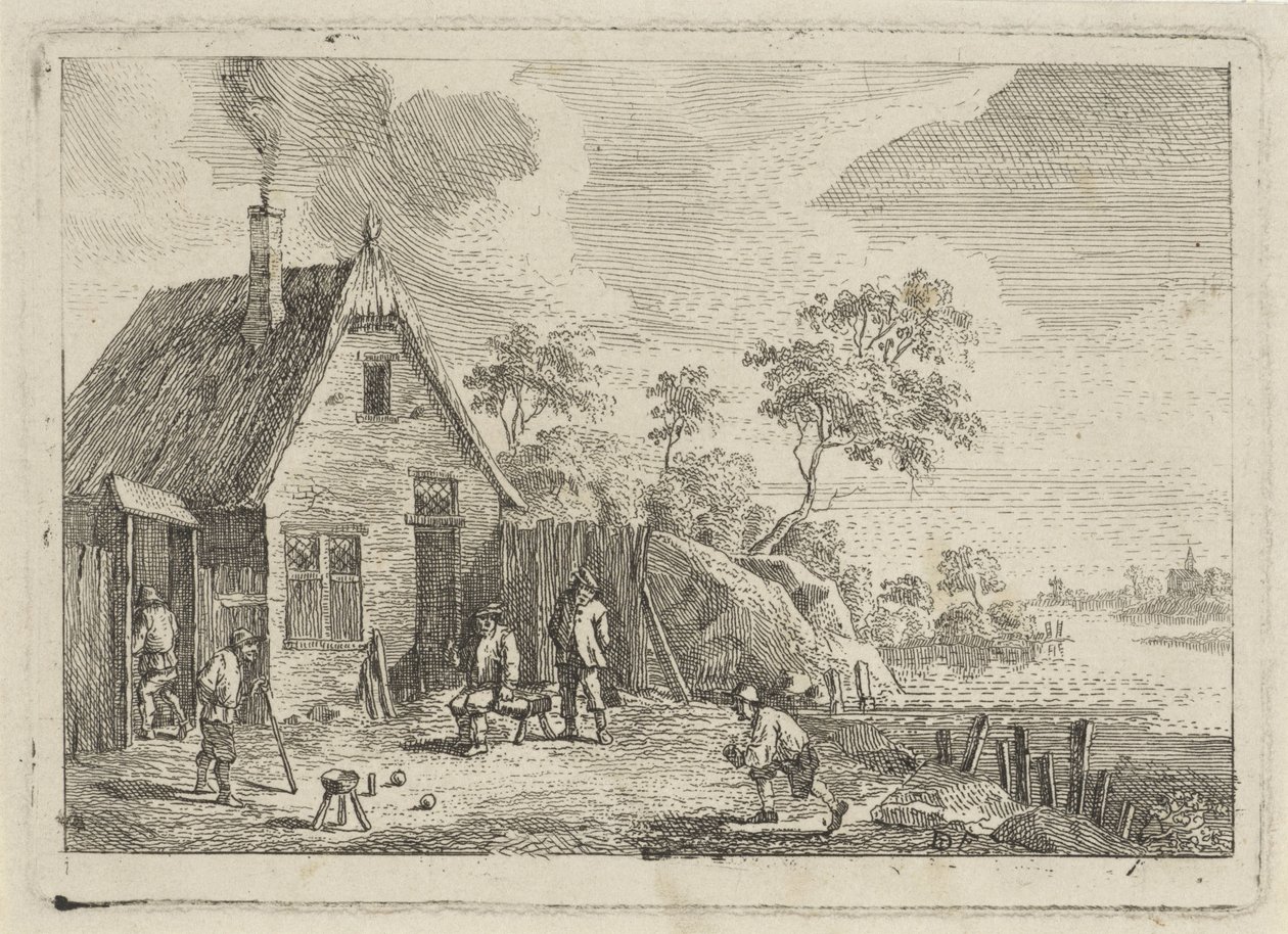 Agricultores brincam aos boules de Jan Lauwryn Krafft (I) (possibly)