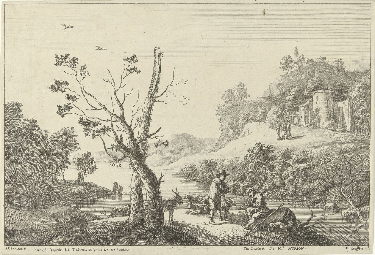 Paisagem com um flautista e um pastor de Jan Lauwryn Krafft (I)