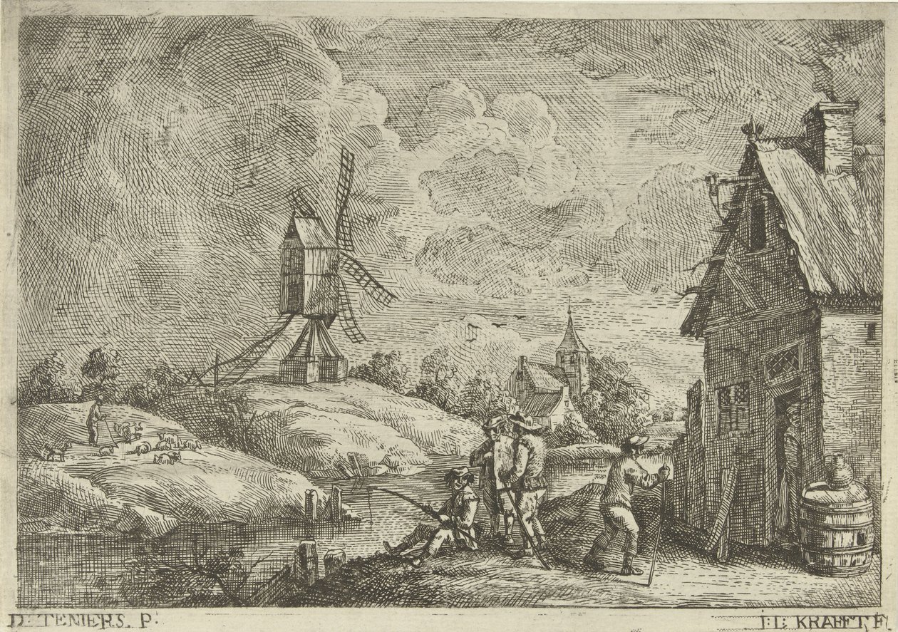 Paisagem com estalagem e um moinho de Jan Lauwryn Krafft (I)