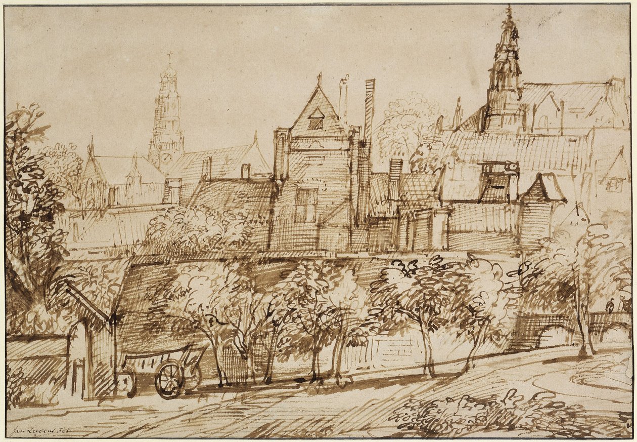 Vista da Groote Kerk, em Haarlem de Jan Lievens