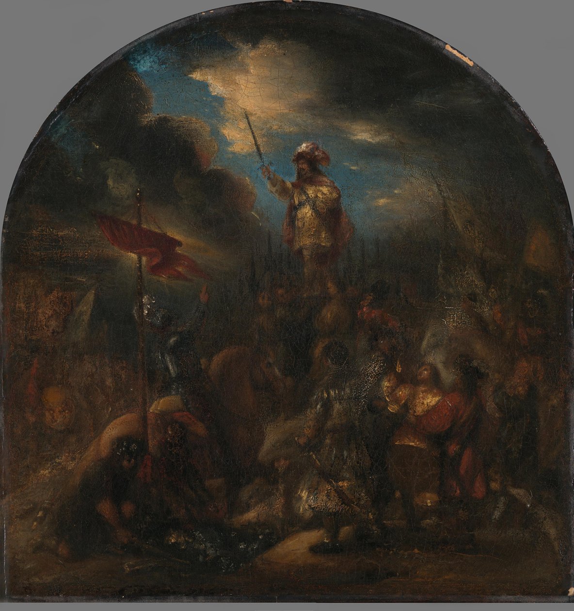 Brinio erguido sobre o escudo de Jan Lievens