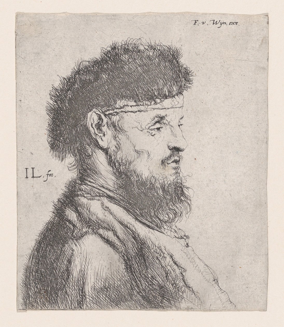 Busto de homem com gorro de pele, século XVII. de Jan Lievens