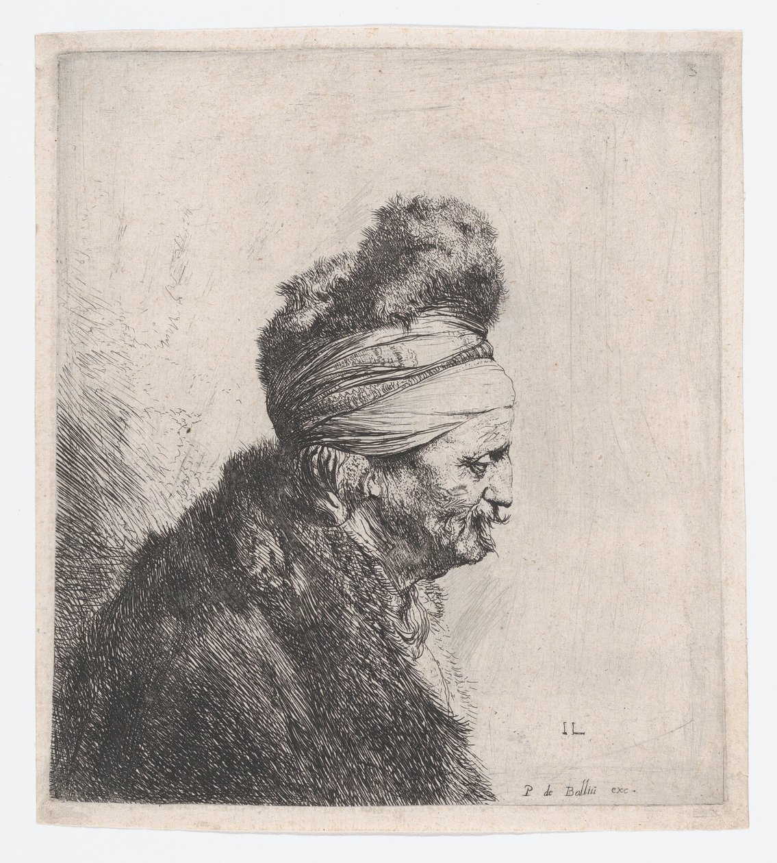 Busto de um homem idoso com um gorro de pele de Jan Lievens