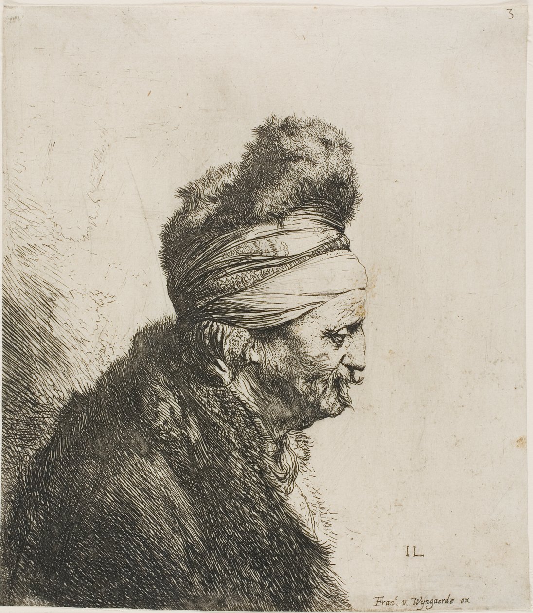 Busto de um homem oriental, virado para a direita de Jan Lievens