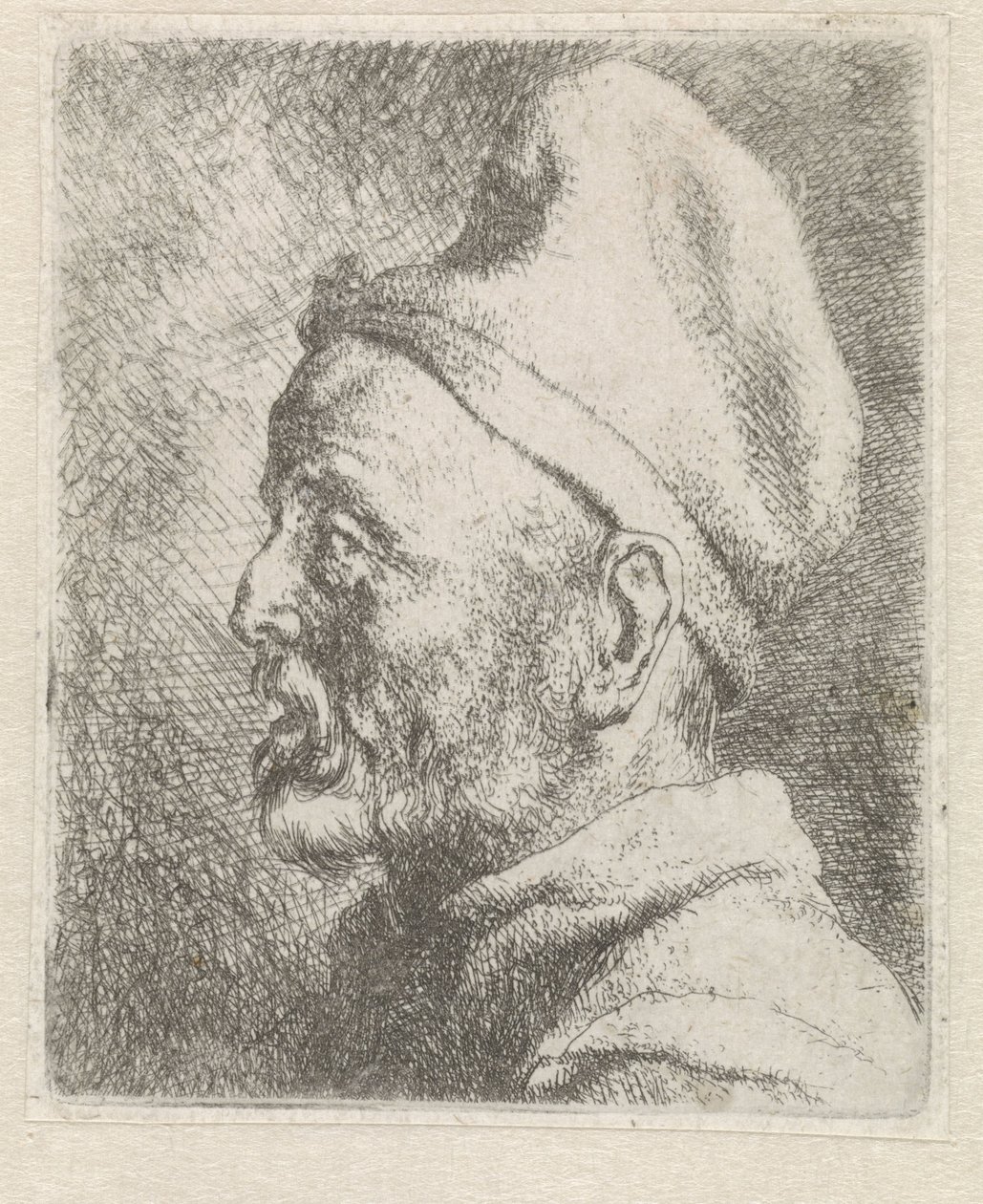 Cabeça de um homem idoso com um gorro alto de Jan Lievens