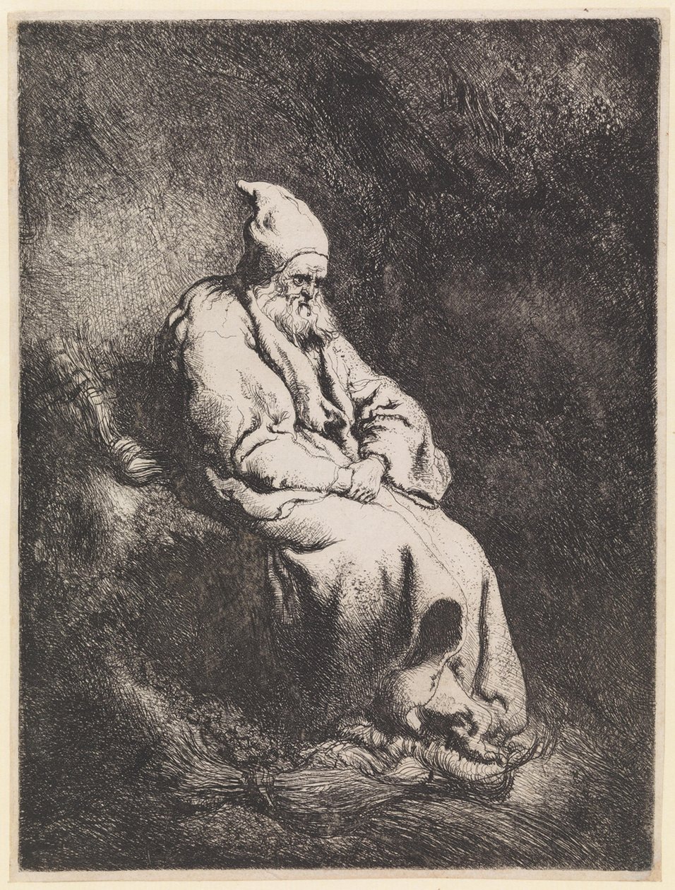 Eremita numa gruta de Jan Lievens