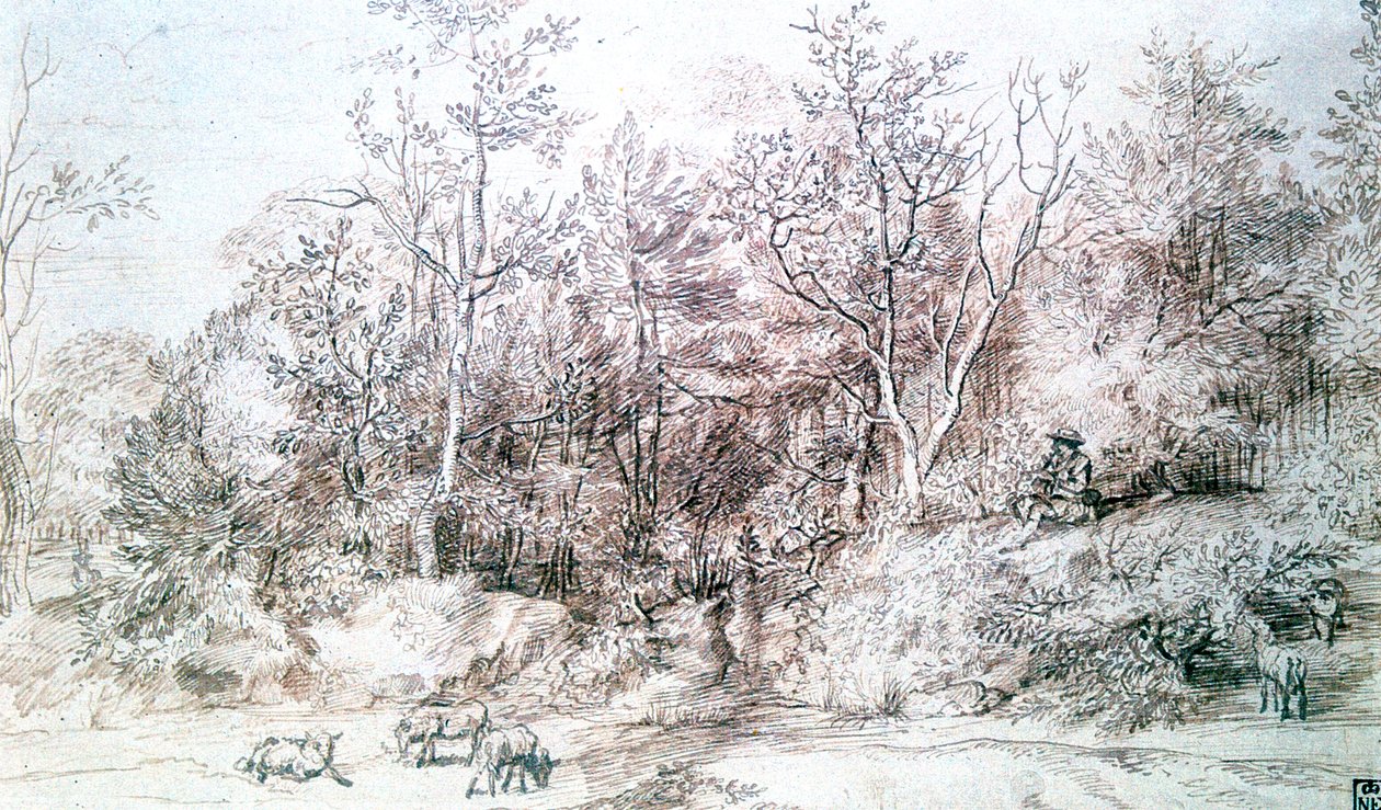 Paisagem com pessoa tocando flauta, c1627-1674 de Jan Lievens