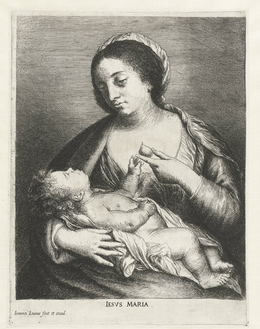 Maria com Criança e uma Pêra
Iesvs Maria (título sobre o objecto) de Jan Lievens